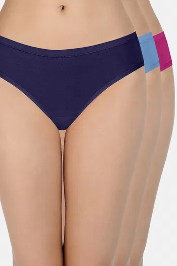 Buy Every de by Amante Low Rise Three-Fourth Coverage Bikini Panty (Pack of 3) - Assorted